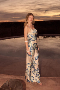 Royal Garden Floral Satin Cowl-Neck Maxi Dress - ShopPromesa