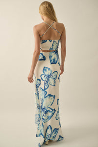 Royal Garden Floral Satin Cowl-Neck Maxi Dress - ShopPromesa