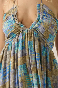 Mosaic Muse Abstract-Print Tie-Back Halter Maxi Dress - ShopPromesa