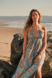 Mosaic Muse Abstract-Print Tie-Back Halter Maxi Dress - ShopPromesa