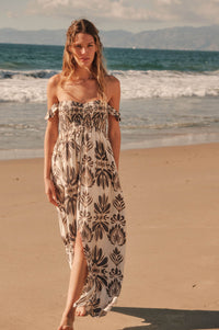 Life of Luxury Ornate-Print Off-Shoulder Maxi Dress - ShopPromesa