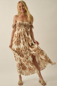 Life of Luxury Ornate-Print Off-Shoulder Maxi Dress - ShopPromesa