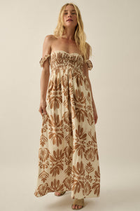 Life of Luxury Ornate-Print Off-Shoulder Maxi Dress - ShopPromesa