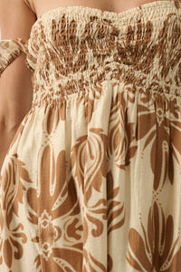 Life of Luxury Ornate-Print Off-Shoulder Maxi Dress - ShopPromesa