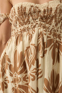 Life of Luxury Ornate-Print Off-Shoulder Maxi Dress - ShopPromesa