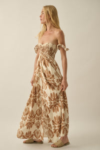 Life of Luxury Ornate-Print Off-Shoulder Maxi Dress - ShopPromesa