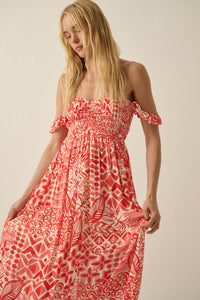 Fellow Voyager Batik-Print Off-Shoulder Maxi Dress - ShopPromesa