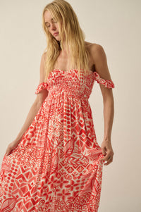 Fellow Voyager Batik-Print Off-Shoulder Maxi Dress - ShopPromesa