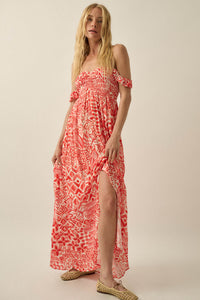 Fellow Voyager Batik-Print Off-Shoulder Maxi Dress - ShopPromesa