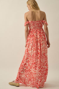 Fellow Voyager Batik-Print Off-Shoulder Maxi Dress - ShopPromesa