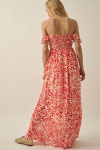 Fellow Voyager Batik-Print Off-Shoulder Maxi Dress - ShopPromesa