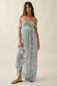 Fellow Voyager Batik-Print Off-Shoulder Maxi Dress - ShopPromesa