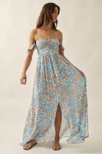 Fellow Voyager Batik-Print Off-Shoulder Maxi Dress - ShopPromesa