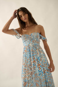Fellow Voyager Batik-Print Off-Shoulder Maxi Dress - ShopPromesa