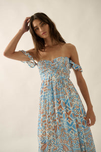 Fellow Voyager Batik-Print Off-Shoulder Maxi Dress - ShopPromesa