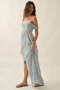 Fellow Voyager Batik-Print Off-Shoulder Maxi Dress - ShopPromesa