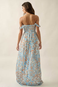 Fellow Voyager Batik-Print Off-Shoulder Maxi Dress - ShopPromesa