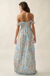 Fellow Voyager Batik-Print Off-Shoulder Maxi Dress - ShopPromesa