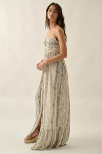 Wandering Soul Abstract-Print Button-Front Maxi Dress - ShopPromesa