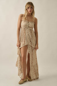 Wandering Soul Abstract-Print Button-Front Maxi Dress - ShopPromesa