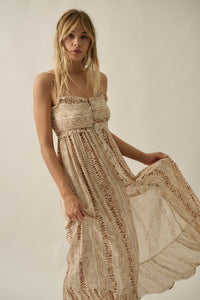 Wandering Soul Abstract-Print Button-Front Maxi Dress - ShopPromesa
