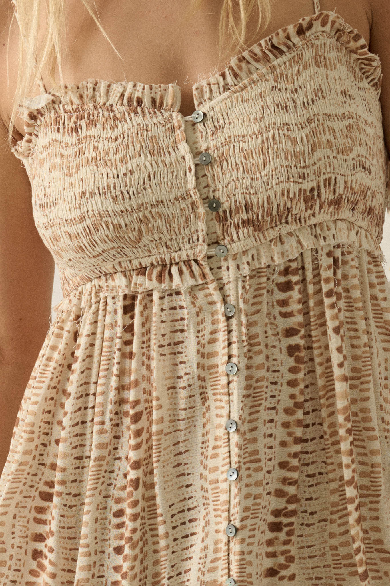 Wandering Soul Abstract-Print Button-Front Maxi Dress - ShopPromesa