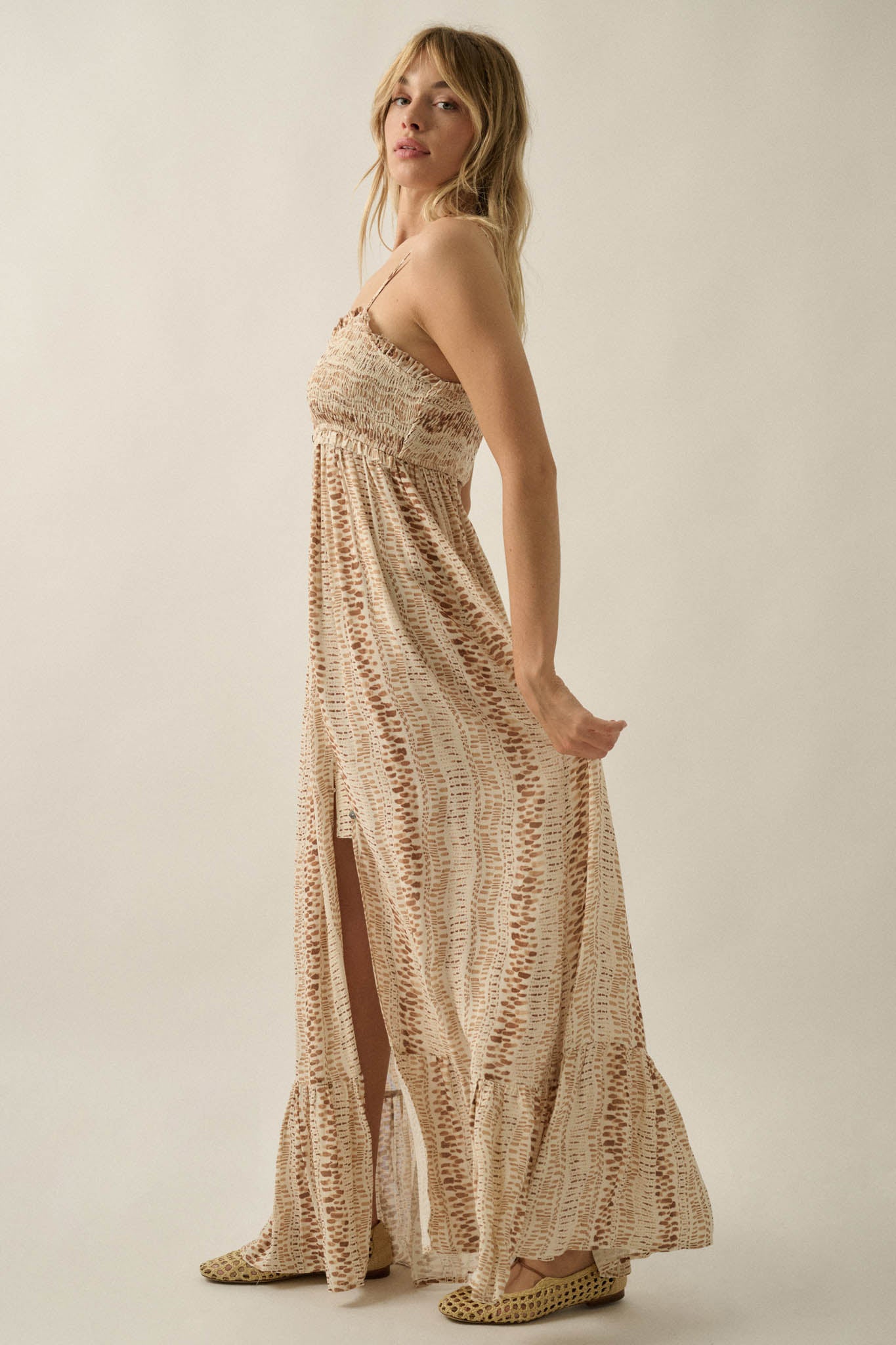 Wandering Soul Abstract-Print Button-Front Maxi Dress - ShopPromesa