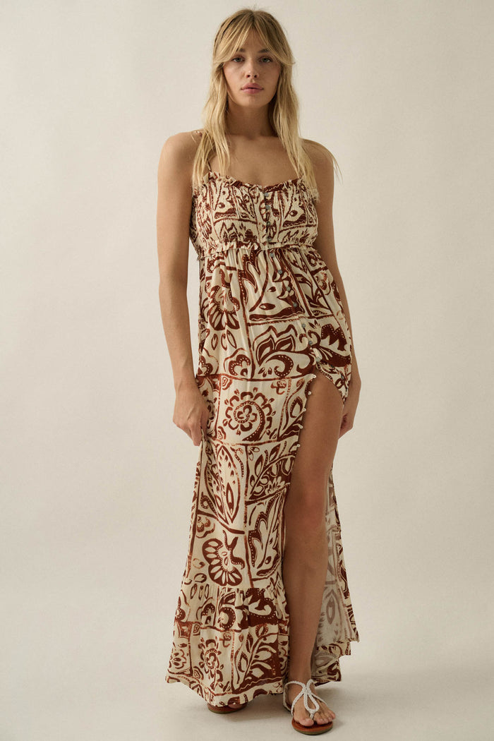 Nomad Life Abstract Floral-Print Button Maxi Dress - ShopPromesa