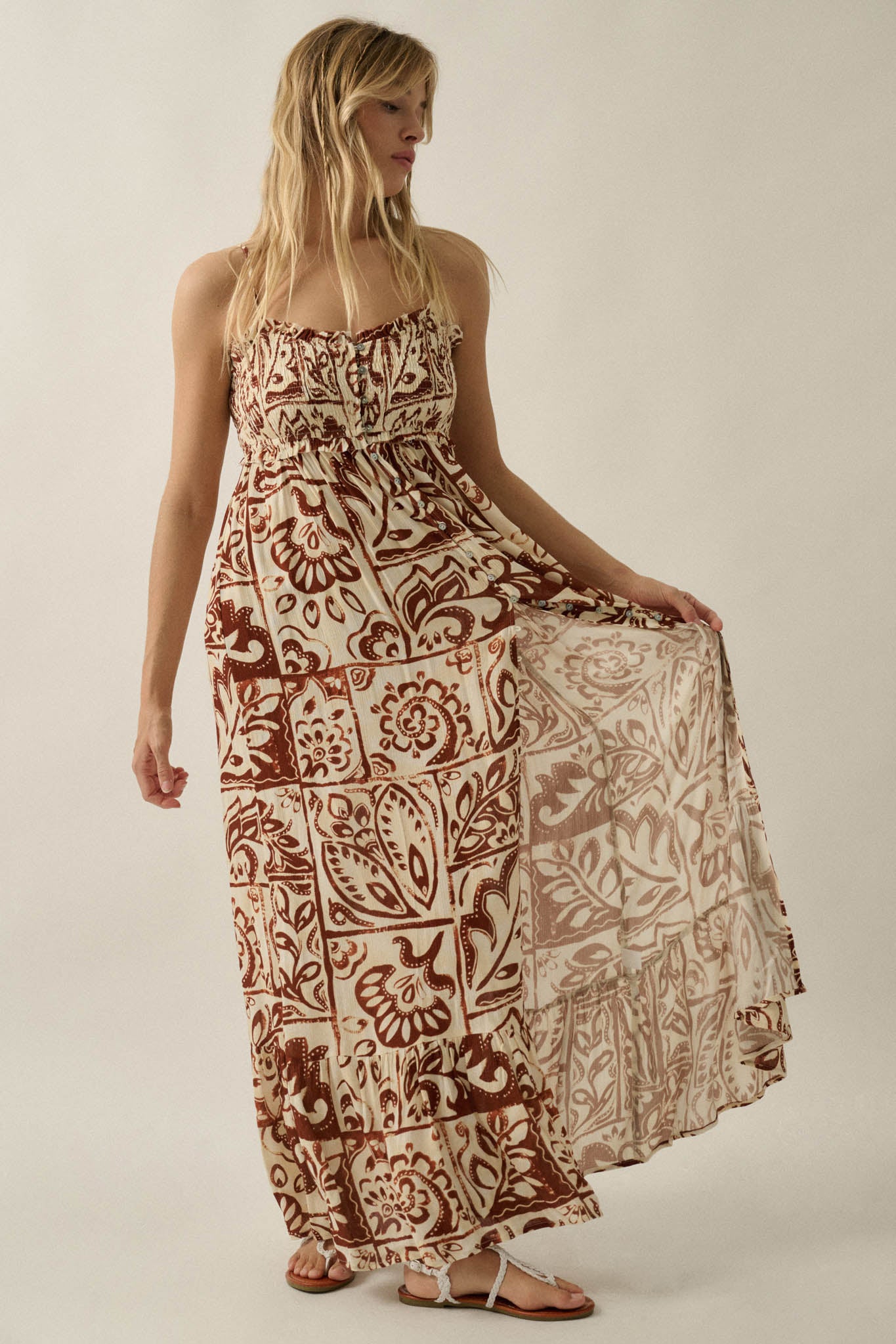 Nomad Life Abstract Floral-Print Button Maxi Dress - ShopPromesa