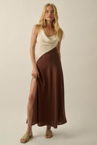 Second to None Colorblock Cowl-Neck Maxi Dress - ShopPromesa