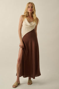 Second to None Colorblock Cowl-Neck Maxi Dress - ShopPromesa