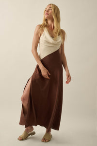 Second to None Colorblock Cowl-Neck Maxi Dress - ShopPromesa