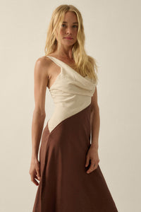 Second to None Colorblock Cowl-Neck Maxi Dress - ShopPromesa