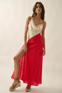 Second to None Colorblock Cowl-Neck Maxi Dress - ShopPromesa