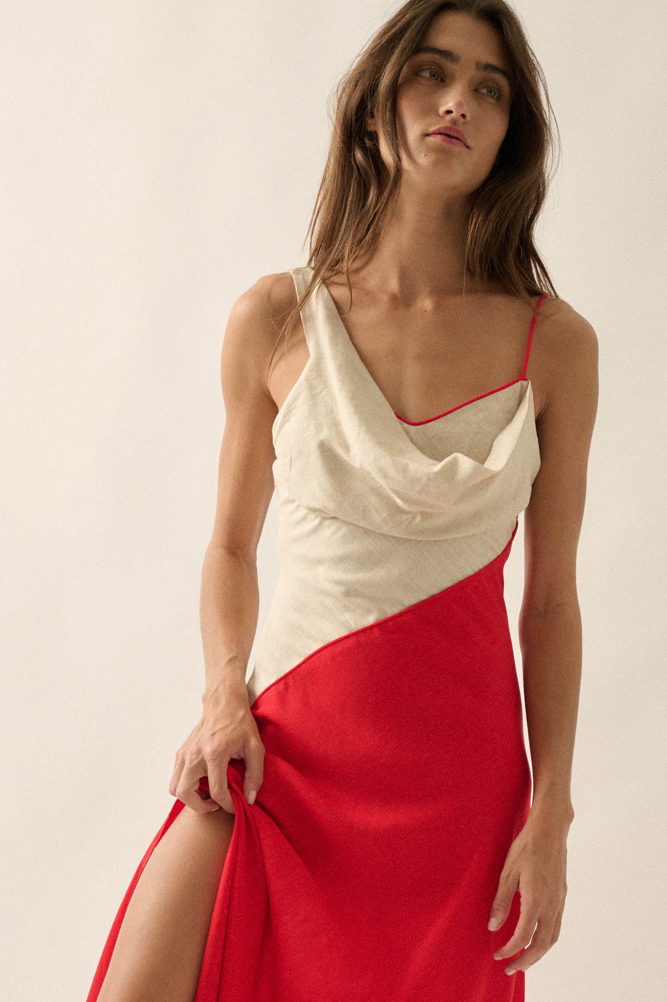 Second to None Colorblock Cowl-Neck Maxi Dress - ShopPromesa