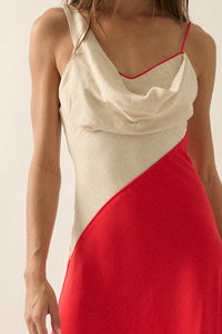 Second to None Colorblock Cowl-Neck Maxi Dress - ShopPromesa