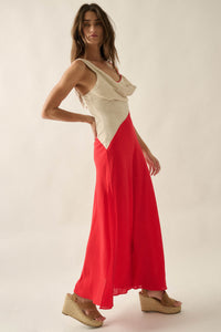Second to None Colorblock Cowl-Neck Maxi Dress - ShopPromesa