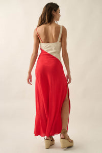 Second to None Colorblock Cowl-Neck Maxi Dress - ShopPromesa