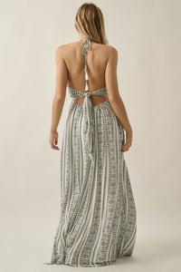 Faraway Beauty Medallion-Print Halter Maxi Dress - ShopPromesa