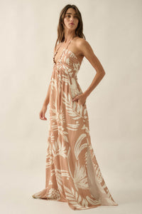 Maui Wowie Tropical-Print Tie-Back Halter Maxi Dress - ShopPromesa
