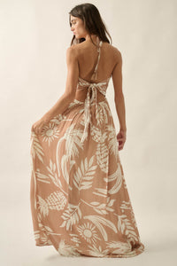 Maui Wowie Tropical-Print Tie-Back Halter Maxi Dress - ShopPromesa