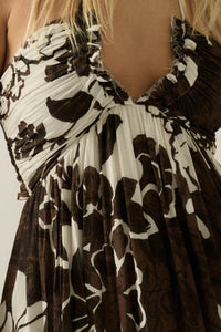 Jungle Beauty Leaf-Print Tie-Back Halter Maxi Dress - ShopPromesa