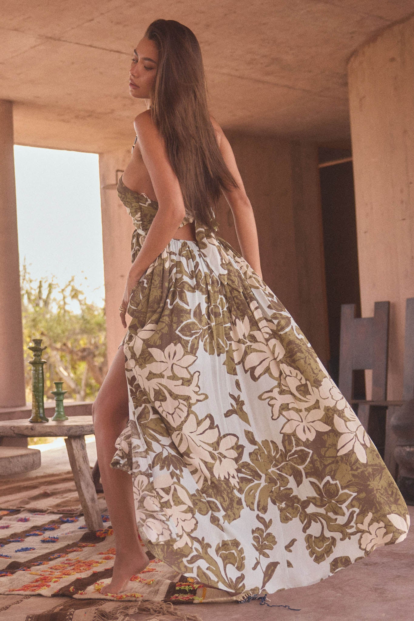 Jungle Beauty Leaf-Print Tie-Back Halter Maxi Dress - ShopPromesa
