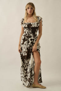 Lost Jungle Leaf-Print Off-Shoulder Ruffle Maxi Dress - ShopPromesa