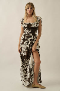 Lost Jungle Leaf-Print Off-Shoulder Ruffle Maxi Dress - ShopPromesa