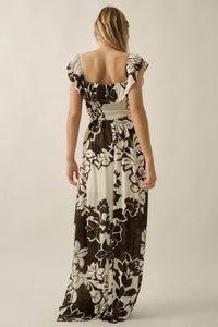 Lost Jungle Leaf-Print Off-Shoulder Ruffle Maxi Dress - ShopPromesa