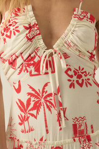 Sunny Shores Tiered Ruffle Tie-Front Maxi Dress - ShopPromesa