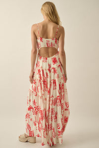 Sunny Shores Tiered Ruffle Tie-Front Maxi Dress - ShopPromesa