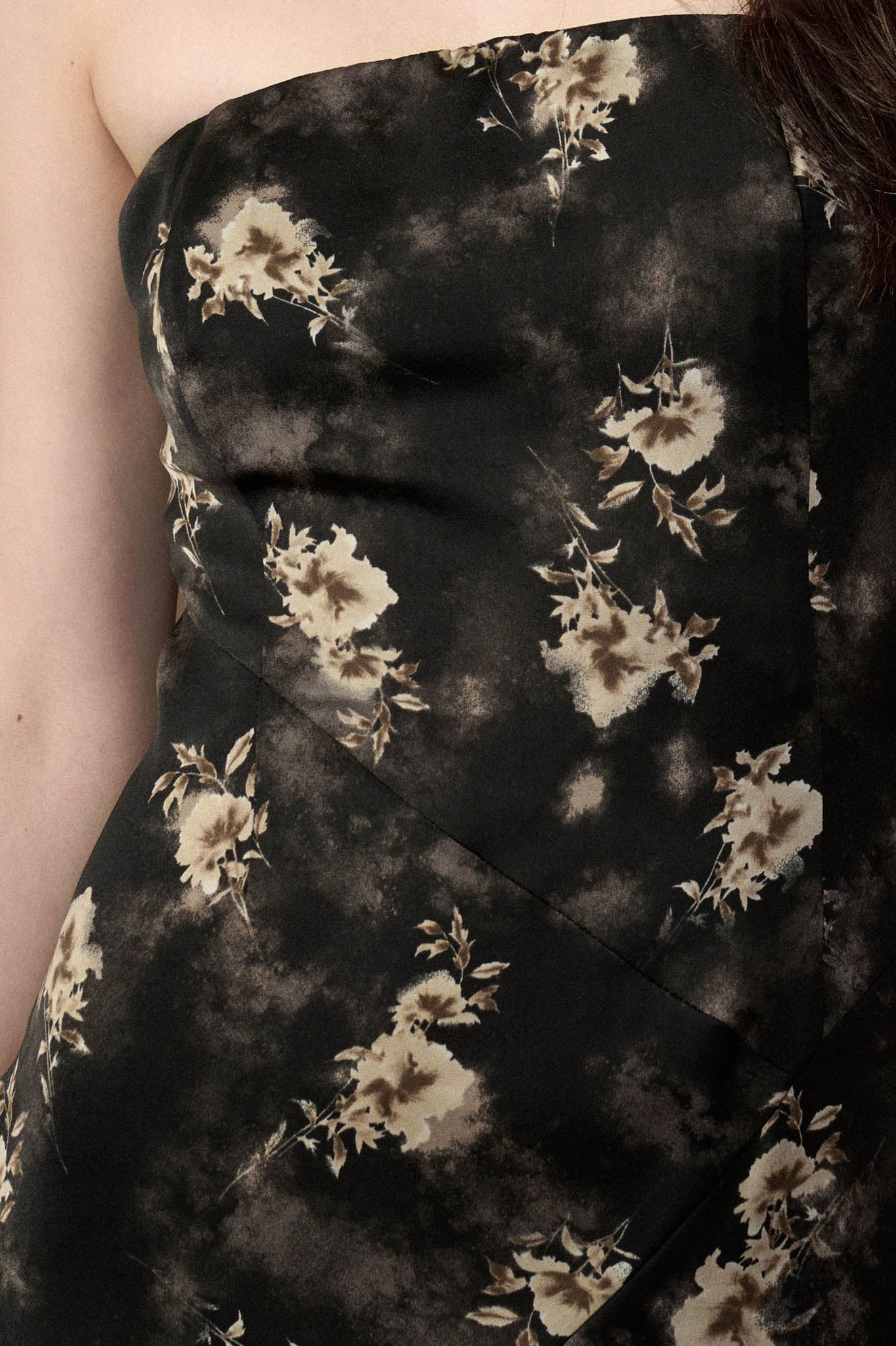 Slow Dance Floral Satin Strapless Maxi Dress - ShopPromesa