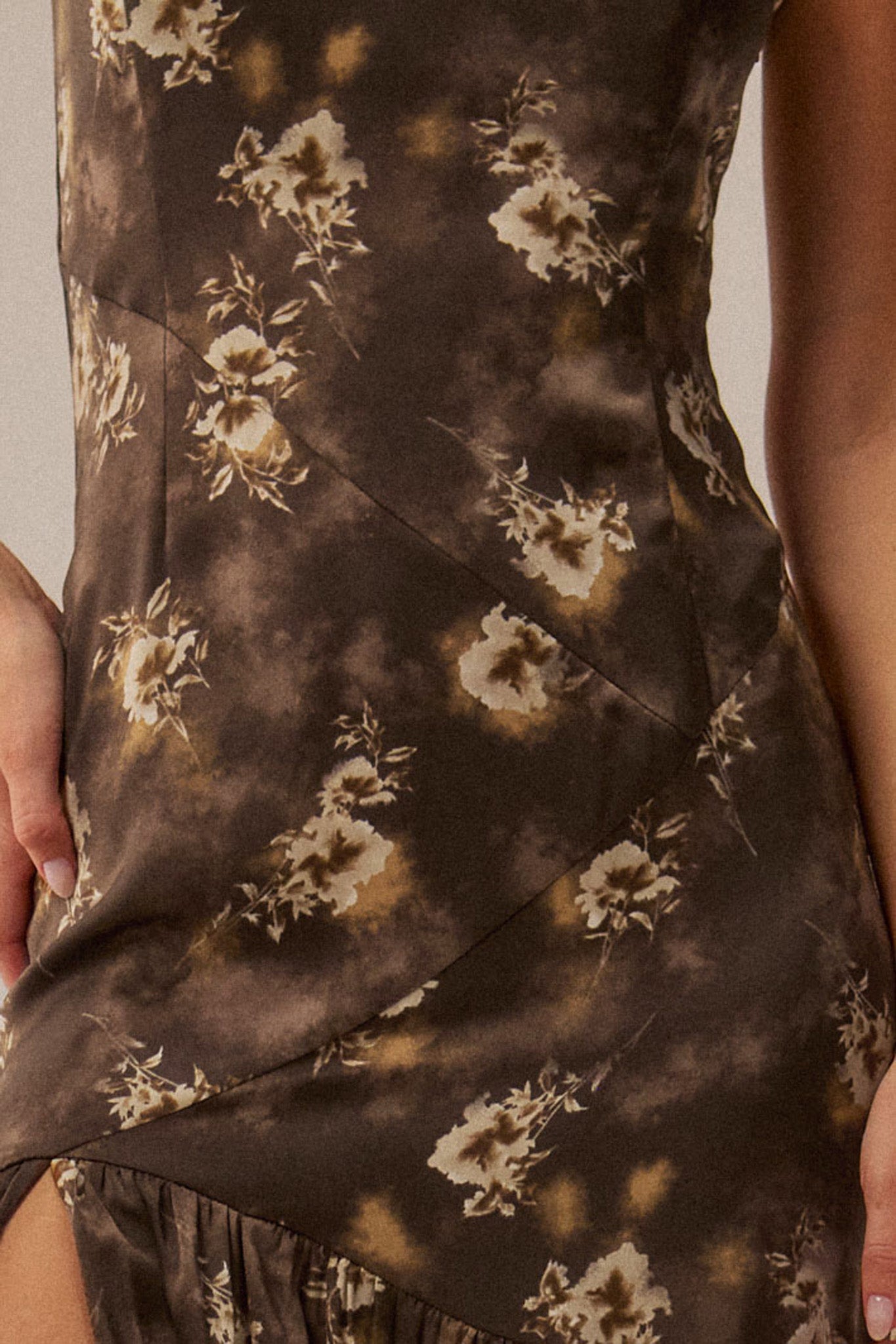 Slow Dance Floral Satin Strapless Maxi Dress - ShopPromesa